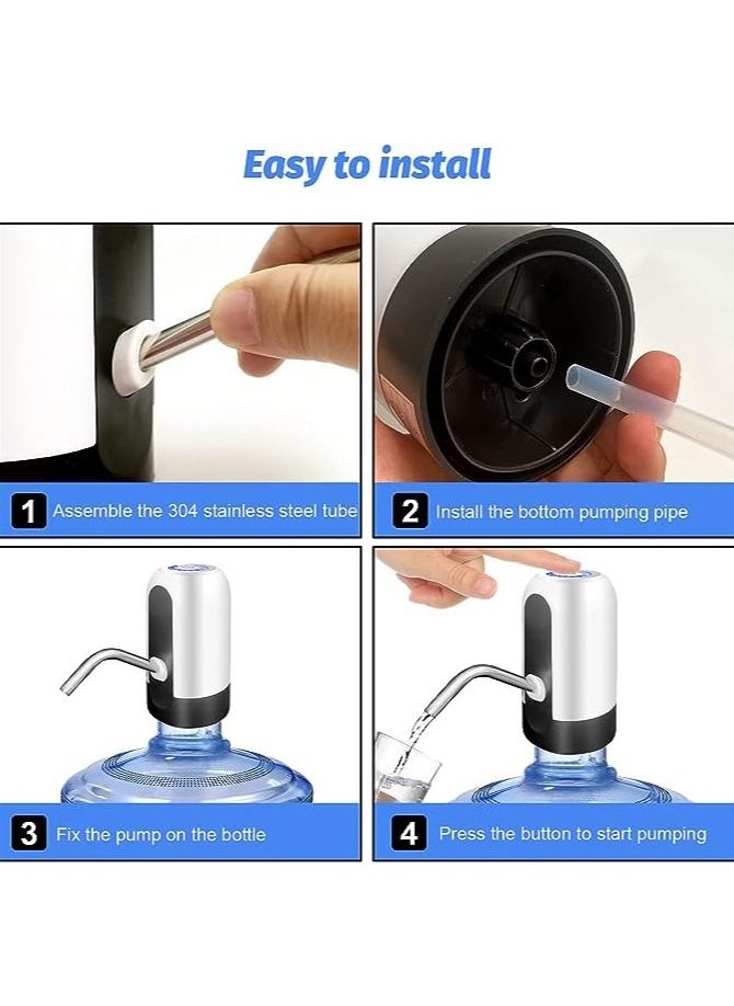 Generic - Gallon Water Bottle Pump, USB Charging Portable Electric Water Pump for for for 2-5 Gallon Jugs USB Charging Portable Water Dispenser for Office, Home, Camping, Kitchen and etc. White - Image 1
