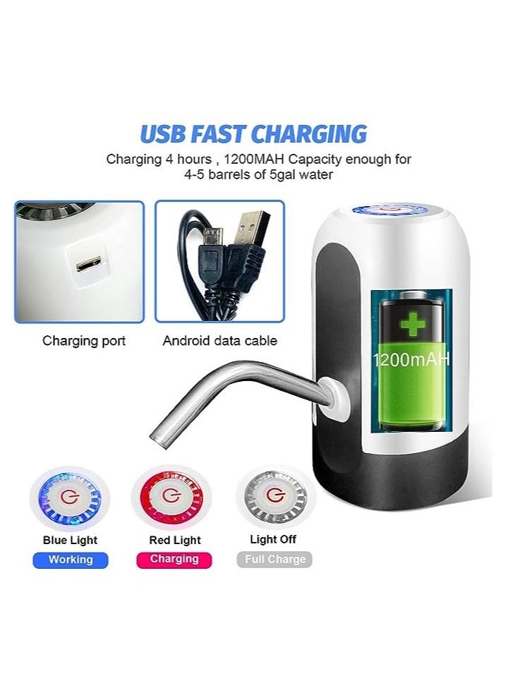 Generic - Gallon Water Bottle Pump, USB Charging Portable Electric Water Pump for for for 2-5 Gallon Jugs USB Charging Portable Water Dispenser for Office, Home, Camping, Kitchen and etc. White - Image 1