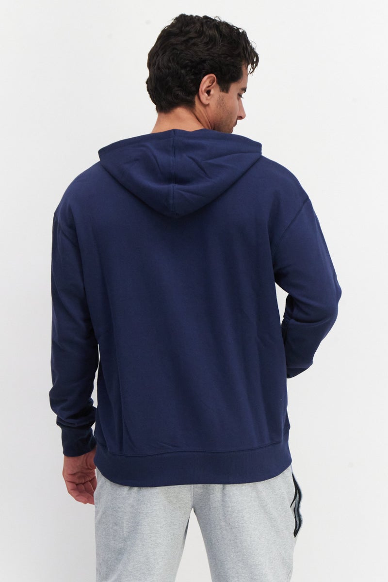 New Balance Men Sportswear Fit Long Sleeves Running Sweatshirt, Navy Blue Combo - Image 4