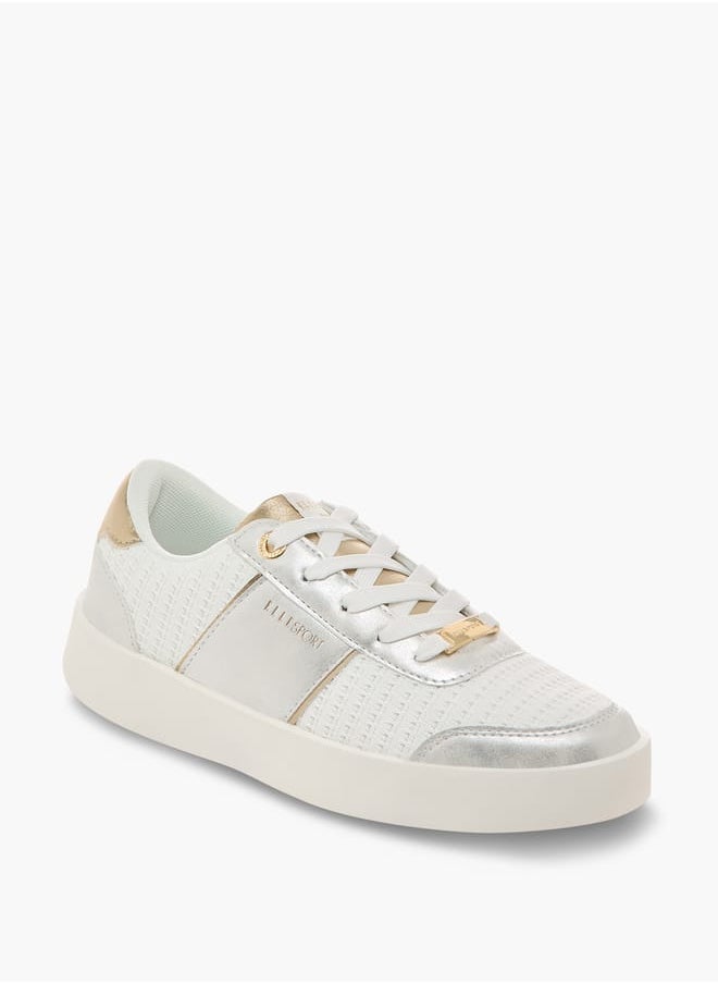 ELLE Women's Textured Sneakers with Lace-Up Closure  - Image 1