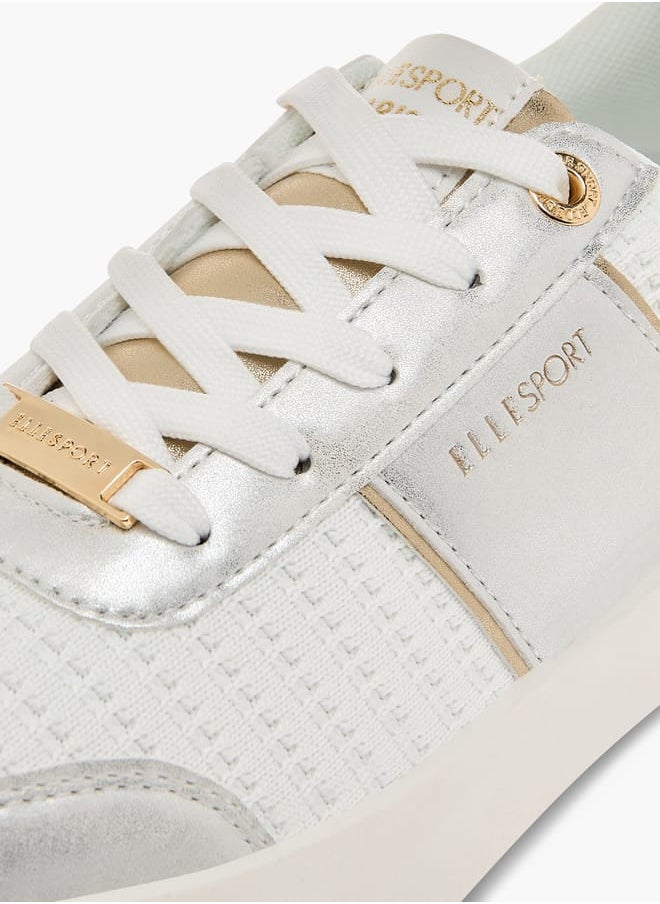 ELLE Women's Textured Sneakers with Lace-Up Closure  - Image 4