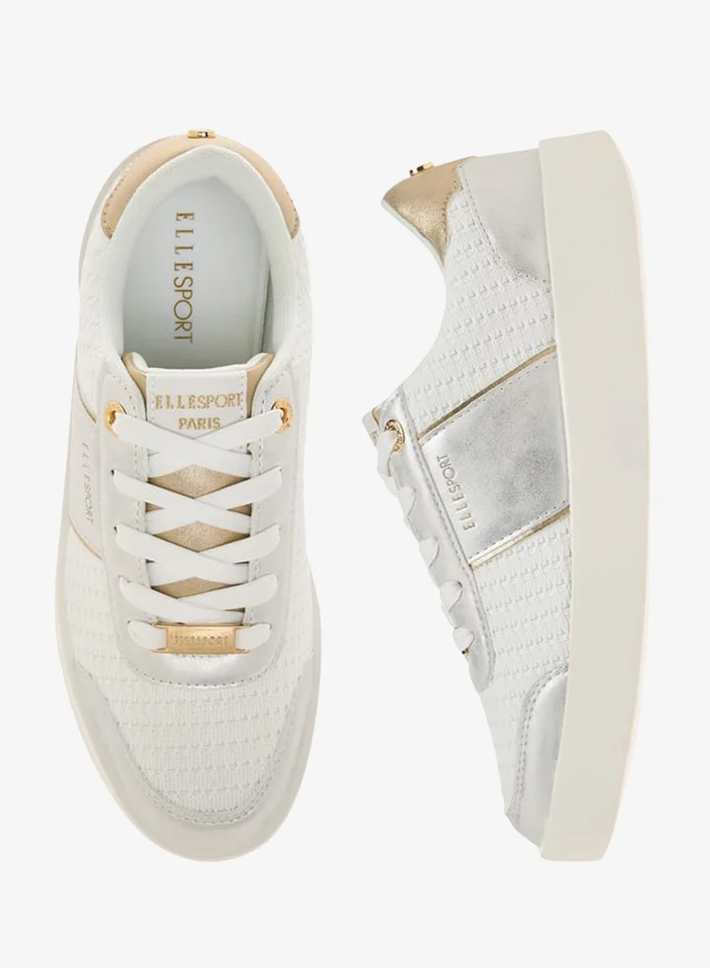 ELLE Women's Textured Sneakers with Lace-Up Closure