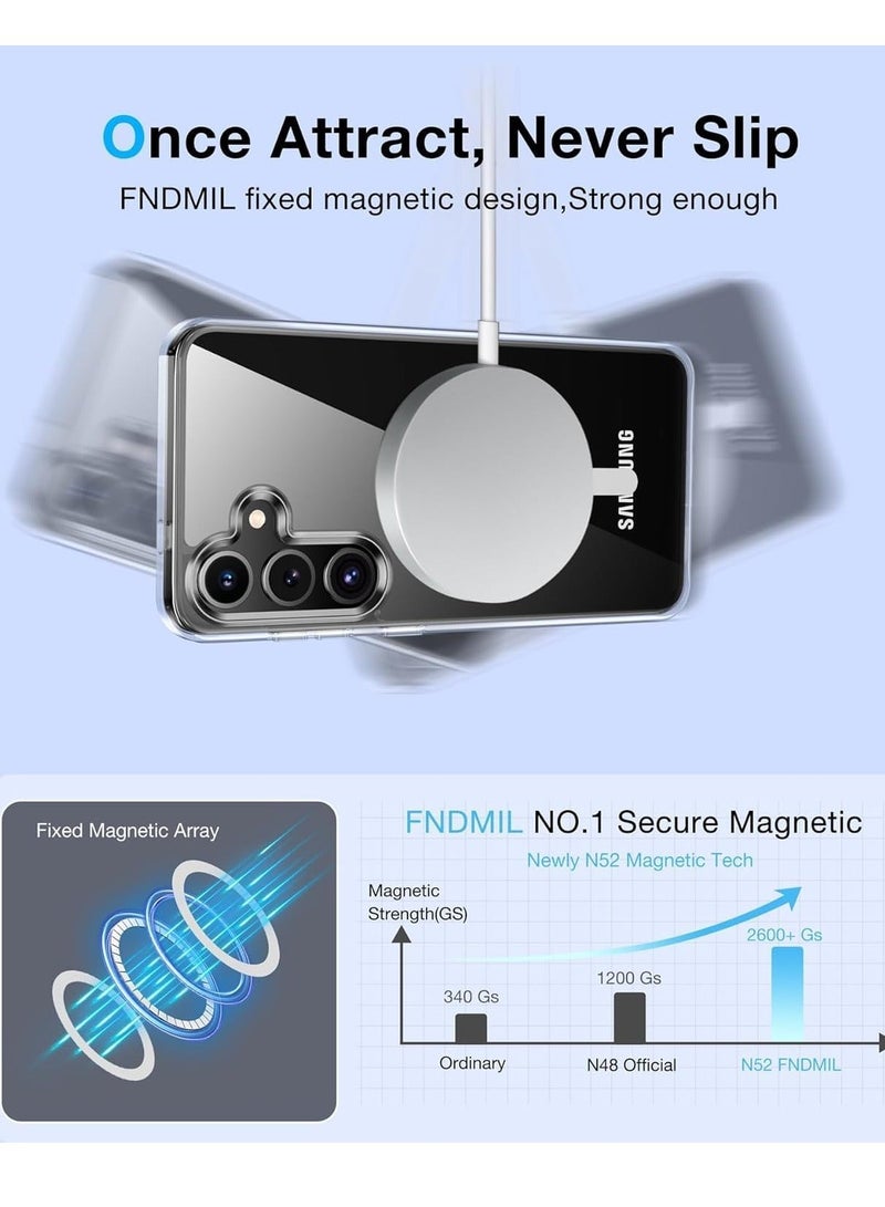 MUNTAQI [Upgraded Build in N52 Magnets] Compatible for Samsung Galaxy S24 Case Supports Wireless Charging,Military-Grade Protection,Anti-Yellow,Galaxy s24 case Slim Magnetic Case - Image 4