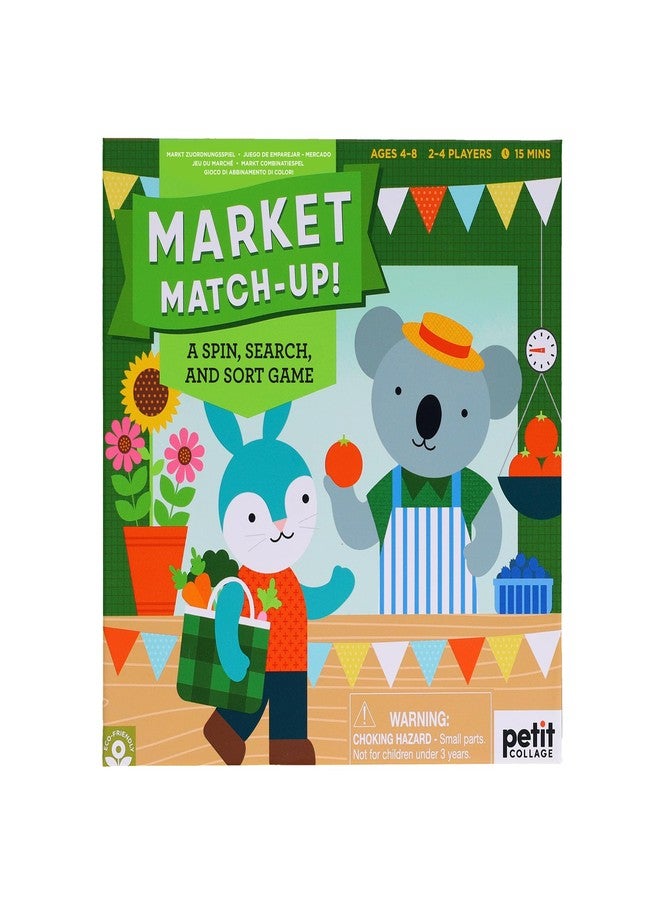 Petit Collage: Market Match-Up!- A Spin, Search, and Sort Game | Collect As Many Treats from The Market as You Can | for Ages 4+ and Made with 75% Recycled Materials - Image 1