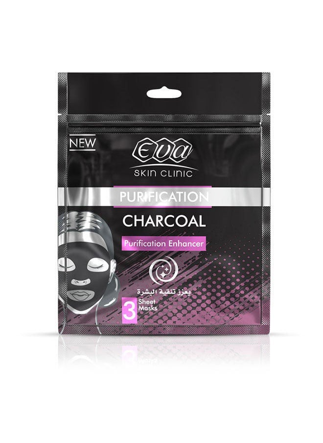 Eva Skin Clinic Charcoal Sheet Mask ( 3 Sheets ) 
