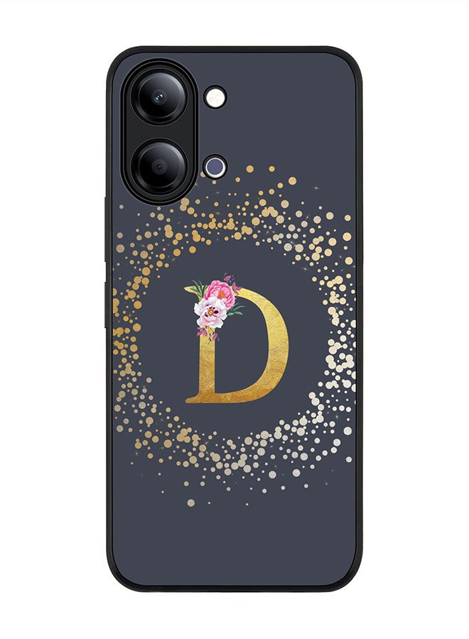 Stylizedd For vivo Y05 4G / Y6t 5G Case,Slim fit Camera Protection, Shockproof Thin Phone cover  - Custom Monogram Floral - D  (Grey ) - Image 1