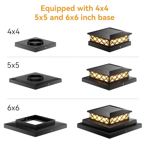 TopVelo 6 Packs Solar Post Cap Lights for Fence and Deck – Auto On/Off Outdoor Lighting, 2 Color Modes with 16 LEDs, Fits 4x4 5x5 6x6 Posts (Black) - Image 4