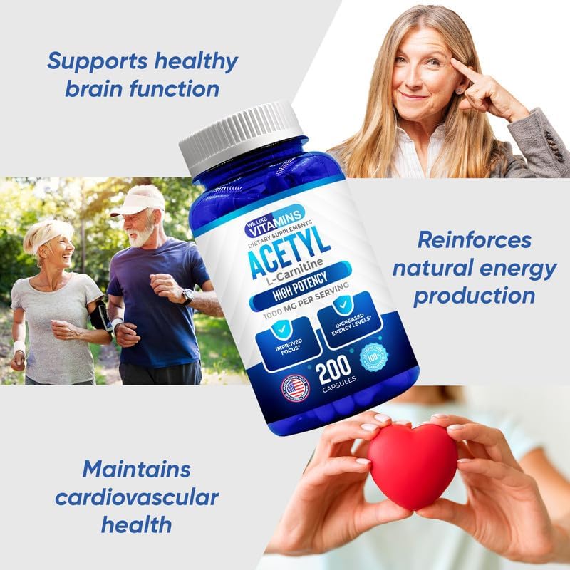 We Like Vitamins نحن نحب الفيتامينات أستيل إل كارنيتين 1000 ملغ كبسولات 200 كبسولة نباتية سهلة البلع - Image 4