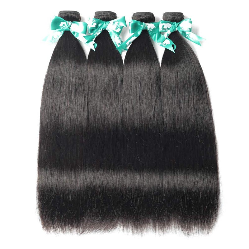 Beauhair Straight Human Hair Bundles 100 Unprocessed Brazilian Straight Virgin Human Hair 4 Bundles Human Hair Extensions Natural Black Color20 22 24 26
