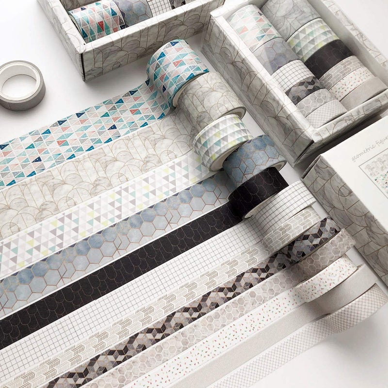 DAPUTOU 12 Rolls Washi Tape Set Geometric Pattern Japanese Decorative Writable Washi Masking Tape for ScrapbookDIYCraftsGift - Image 3