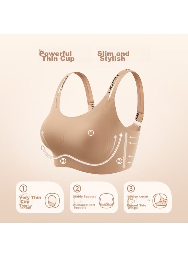 Luckmeey Plus Size Bra With Rabbit Ear Straps, Invisible Back, Comfortable And Slimming Bra For Large Busts - Image 1