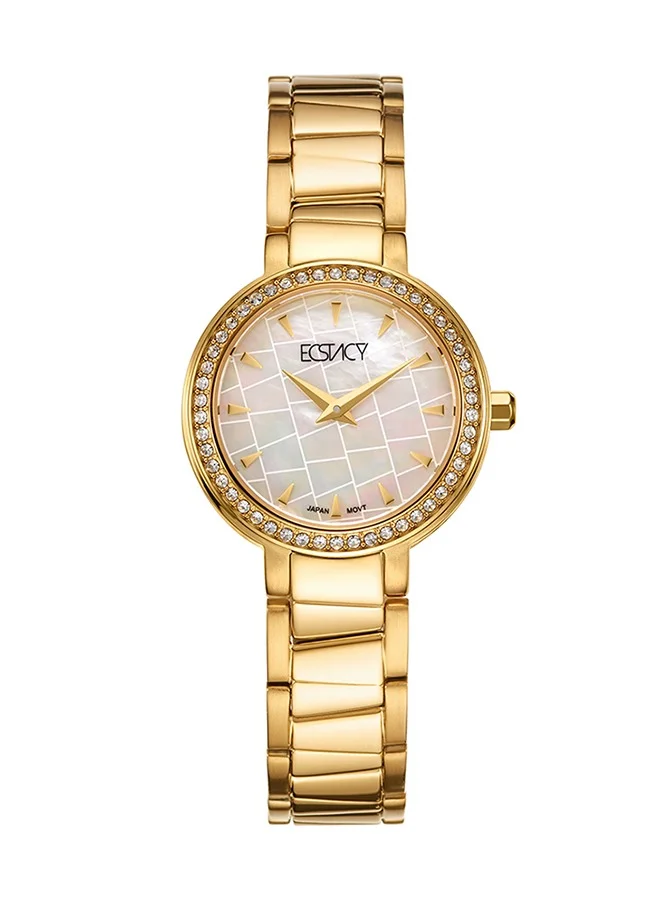 ECSTACY Ecstacy Women's Japan Quartz Movement Watch, Analog Display and Stainless Steel Strap - E20504-GBGM, Gold
