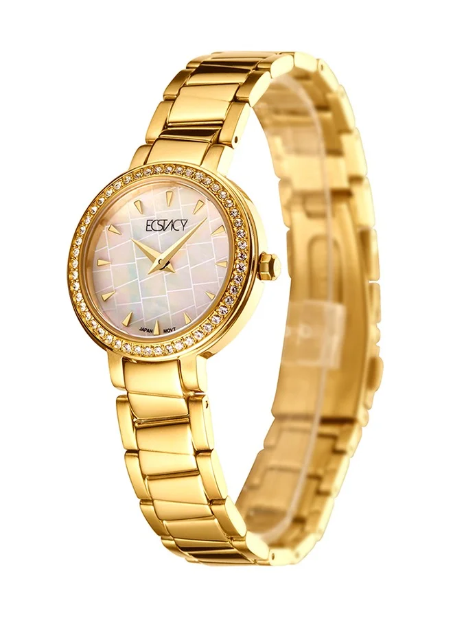 ECSTACY Ecstacy Women's Japan Quartz Movement Watch, Analog Display and Stainless Steel Strap - E20504-GBGM, Gold