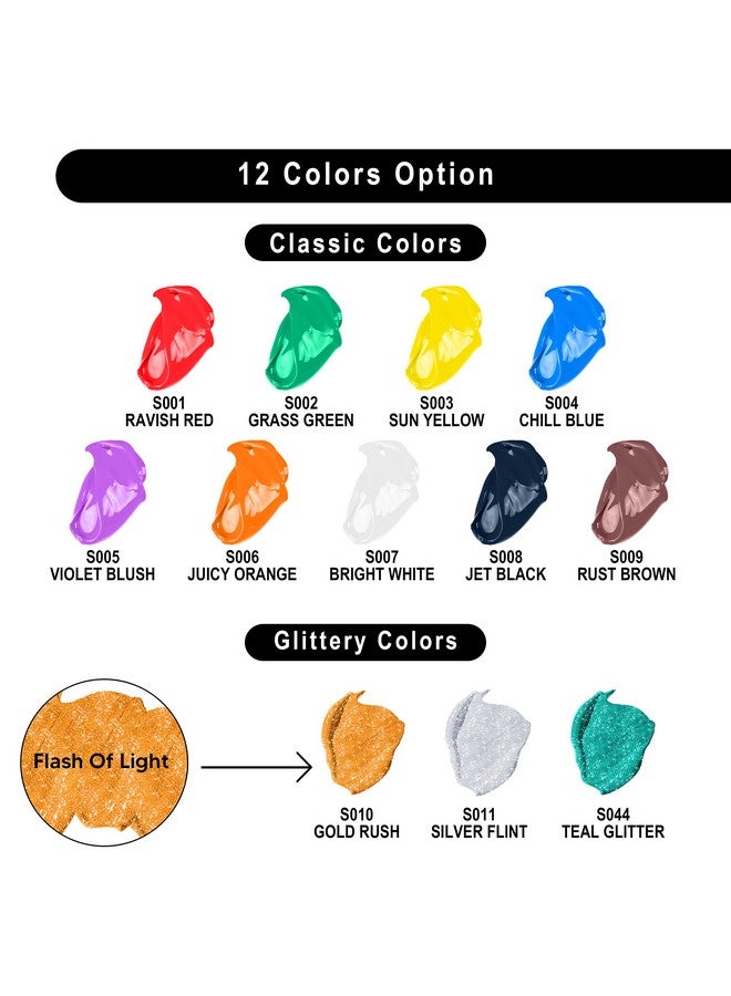 JOYIN 12PC Washable Kids Tempera Paint Set (2 oz Each), Liquid Poster Paint with 6 Brushes, 2 Palette & 1 Clean Bucket, Non-Toxic for Finger Painting, Hobby Painters - Image 2