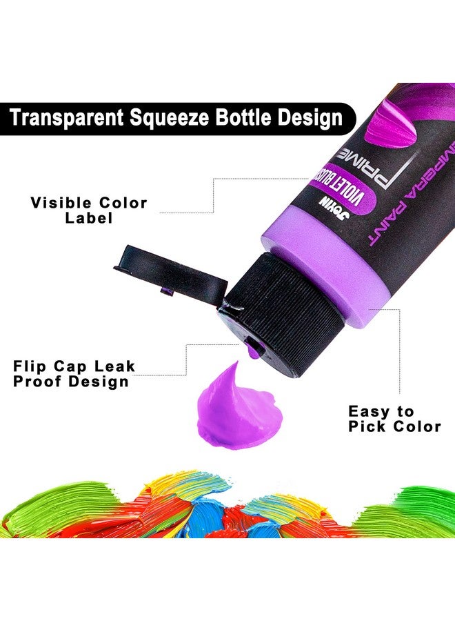 JOYIN 12PC Washable Kids Tempera Paint Set (2 oz Each), Liquid Poster Paint with 6 Brushes, 2 Palette & 1 Clean Bucket, Non-Toxic for Finger Painting, Hobby Painters - Image 3