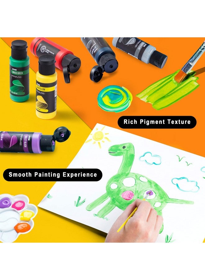 JOYIN 12PC Washable Kids Tempera Paint Set (2 oz Each), Liquid Poster Paint with 6 Brushes, 2 Palette & 1 Clean Bucket, Non-Toxic for Finger Painting, Hobby Painters - Image 4