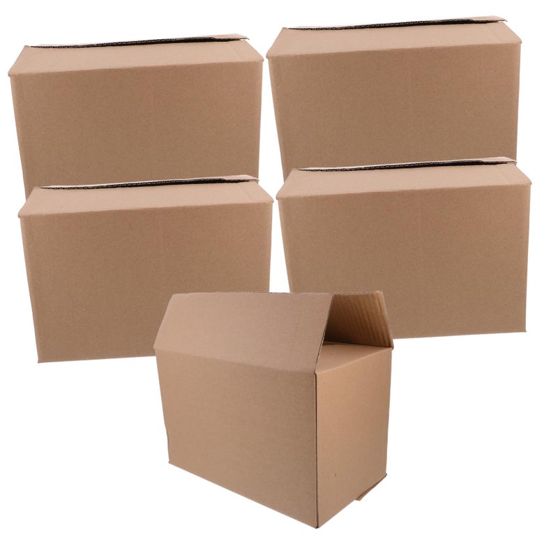 5 Pcs Brown Corrugated Cardboard Storage Boxes Moving And Organizing Use - Image 2