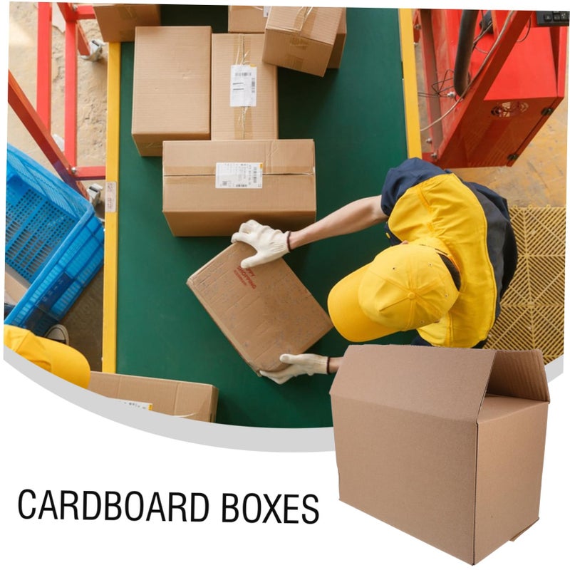 5 Pcs Brown Corrugated Cardboard Storage Boxes Moving And Organizing Use - Image 4