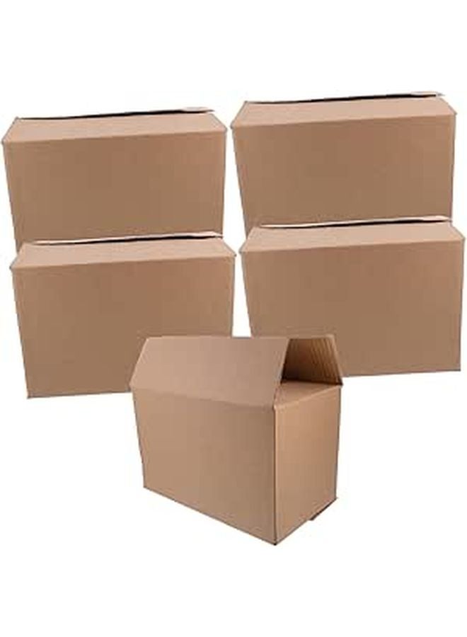 5 Pcs Brown Corrugated Cardboard Storage Boxes Moving And Organizing Use - Image 1