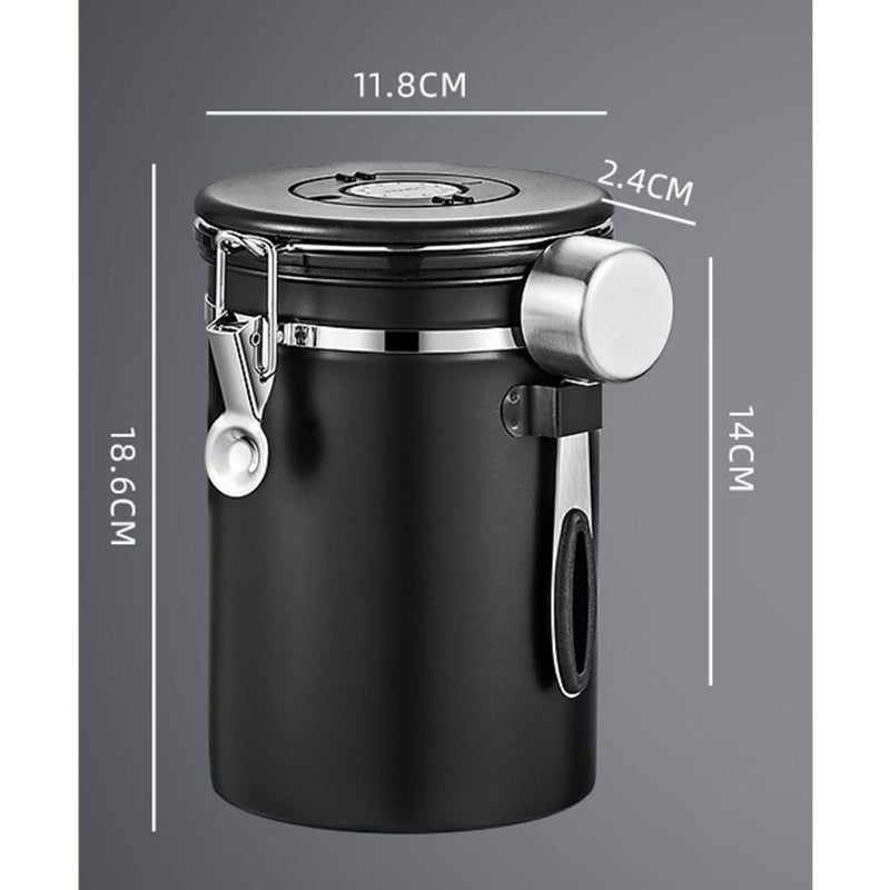 TacoMynxify Airtight Coffee Canister â€“ 22oz Stainless Steel Coffee Container with 2 tbsp Scoop & Date Tracker, Black â€“ Food Storage Jar for Beans, Tea & Pantry Essentials - Image 2