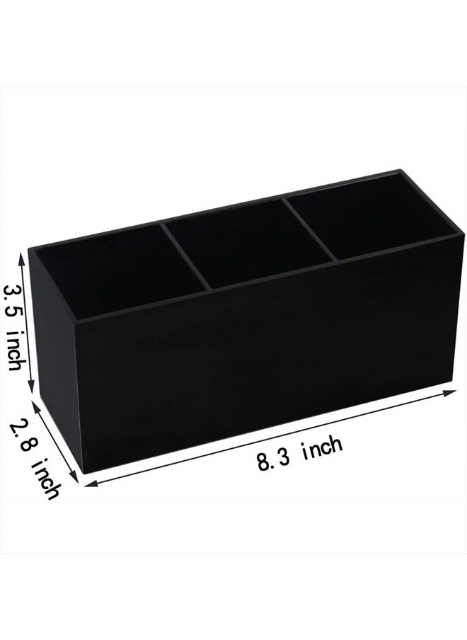 Black Makeup Brush Holder Organizer, 3 Slot Acrylic Cosmetics Brushes Storage Solution