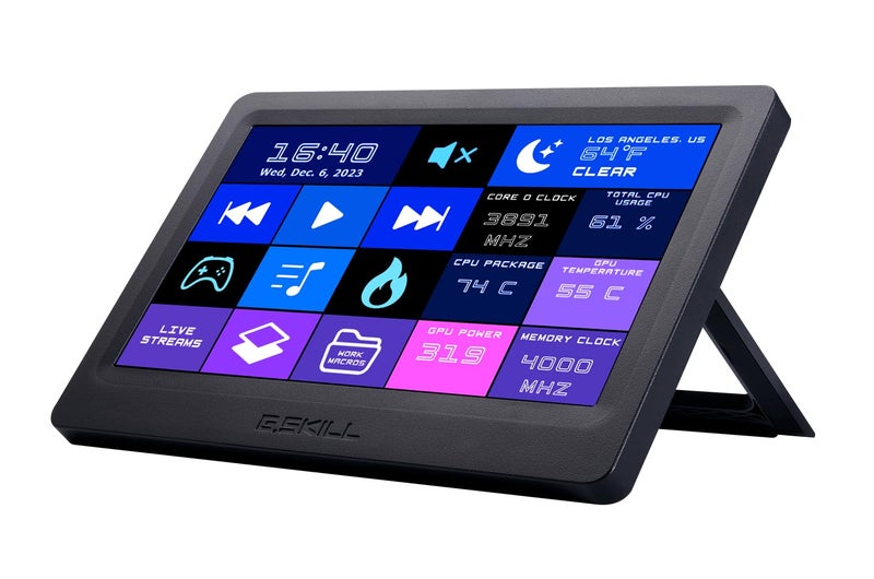 G.SKILL WigiDash PC Command Panel - 7 inch Touch Display, Up to 20 (5x4) Widget Grid, Customizable Hotkeys/Shortcuts/Widgets, Monitor System Performance (Windows 10 and 11, USB Powered) - Image 1