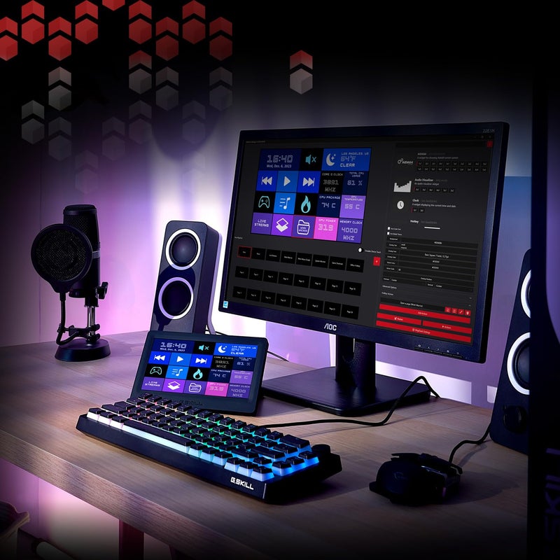 G.SKILL WigiDash PC Command Panel - 7 inch Touch Display, Up to 20 (5x4) Widget Grid, Customizable Hotkeys/Shortcuts/Widgets, Monitor System Performance (Windows 10 and 11, USB Powered) - Image 5