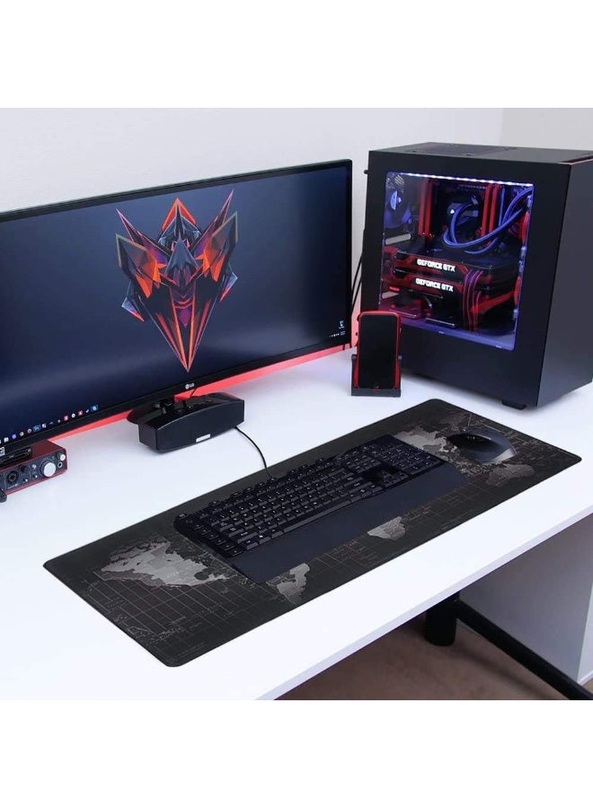 سجادة ماوس قيمنق كبيرة XXL (35.4 بوصة × 15.7 بوصة) - ماوس باد بتصميم خريطة العالم وقاعدة مطاطية مقاومة للانزلاق | حواف مخيطة متينة وسطح ناعم لدقة وسرعة فائقة | مثالية للاعبين والمكتب - Image 5