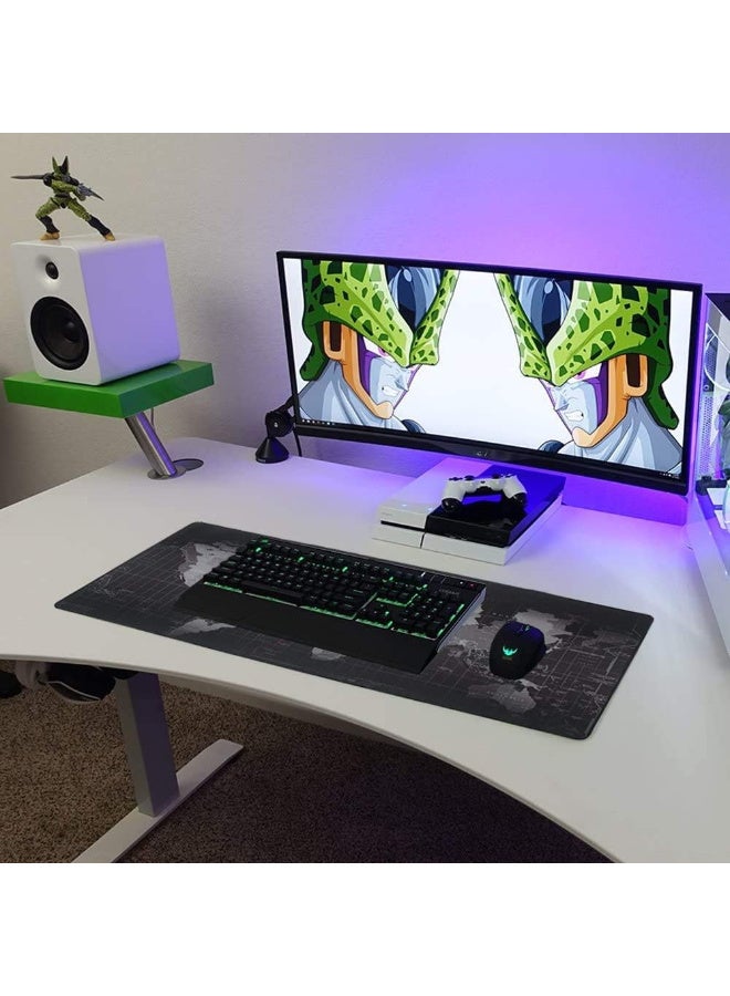 سجادة ماوس قيمنق كبيرة XXL (35.4 بوصة × 15.7 بوصة) - ماوس باد بتصميم خريطة العالم وقاعدة مطاطية مقاومة للانزلاق | حواف مخيطة متينة وسطح ناعم لدقة وسرعة فائقة | مثالية للاعبين والمكتب - Image 1