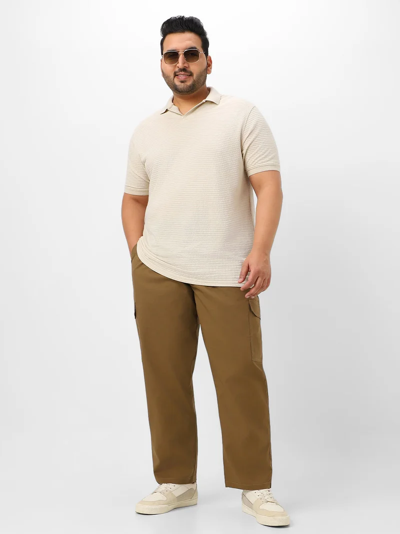 Urbano Fashion  Urbano Plus Men's Khaki Regular Fit Solid Cargo Chino Pant With 6 Pockets for Men | Best Price UAE