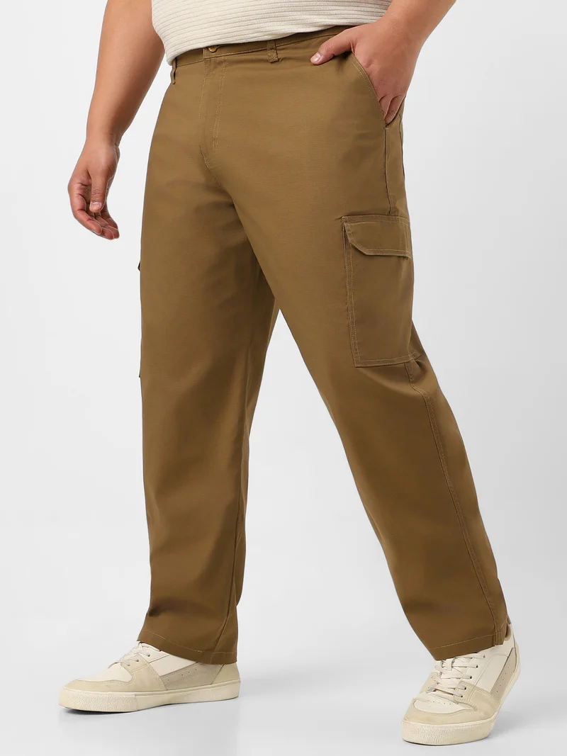 Urbano Fashion  Urbano Plus Men's Khaki Regular Fit Solid Cargo Chino Pant With 6 Pockets for Men | Best Price UAE