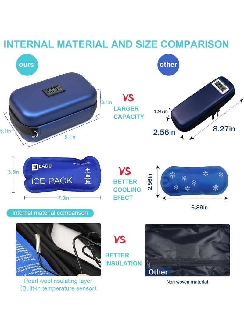 48h Insulin Cooler Travel Case TSA Approved Medication Diabetic Cooler For Travel With Thermometer Temperature Display Refrigerated Medicine Organizer Bag With 2 Ice Pack Diabetic Supplies BLACK - Image 3