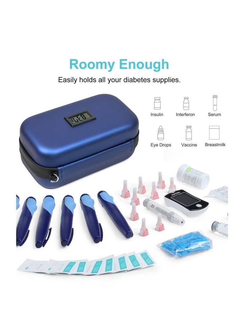 48h Insulin Cooler Travel Case TSA Approved Medication Diabetic Cooler For Travel With Thermometer Temperature Display Refrigerated Medicine Organizer Bag With 2 Ice Pack Diabetic Supplies BLACK - Image 2