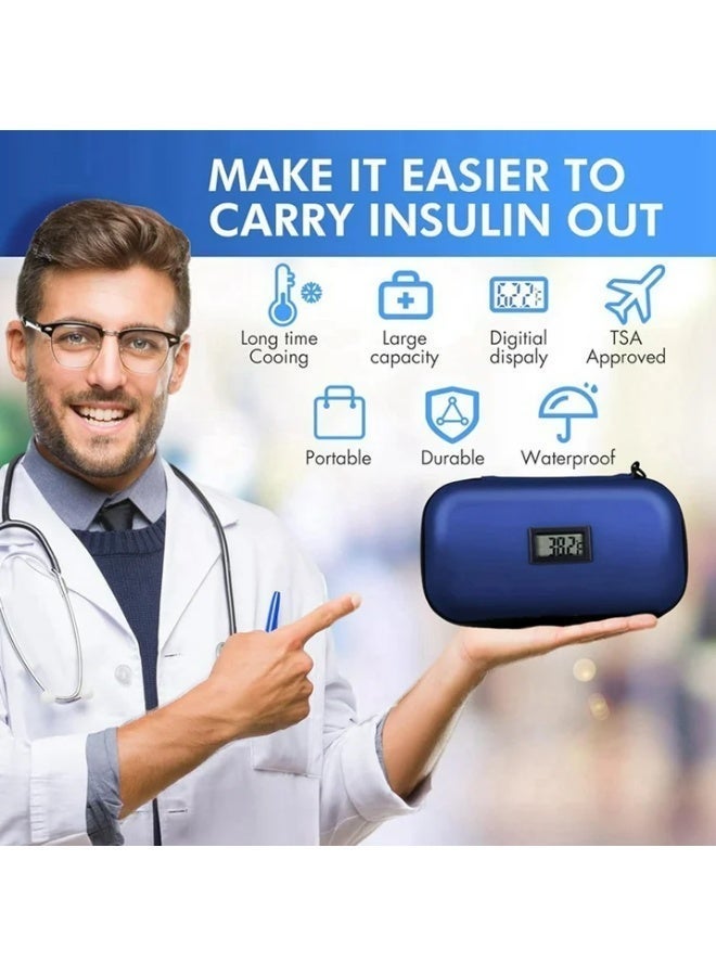 48h Insulin Cooler Travel Case TSA Approved Medication Diabetic Cooler For Travel With Thermometer Temperature Display Refrigerated Medicine Organizer Bag With 2 Ice Pack Diabetic Supplies BLACK - Image 5