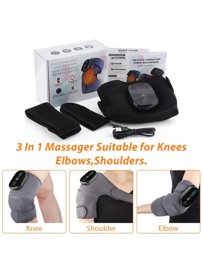 FDTY Heated Knee Massager Shoulder Heating Pads Elbow Brace 3 in 1 with Vibration, Cordless Rechargeable Heating Knee Warmers Wrap for Shoulder Elbow Knee Stress - Image 2