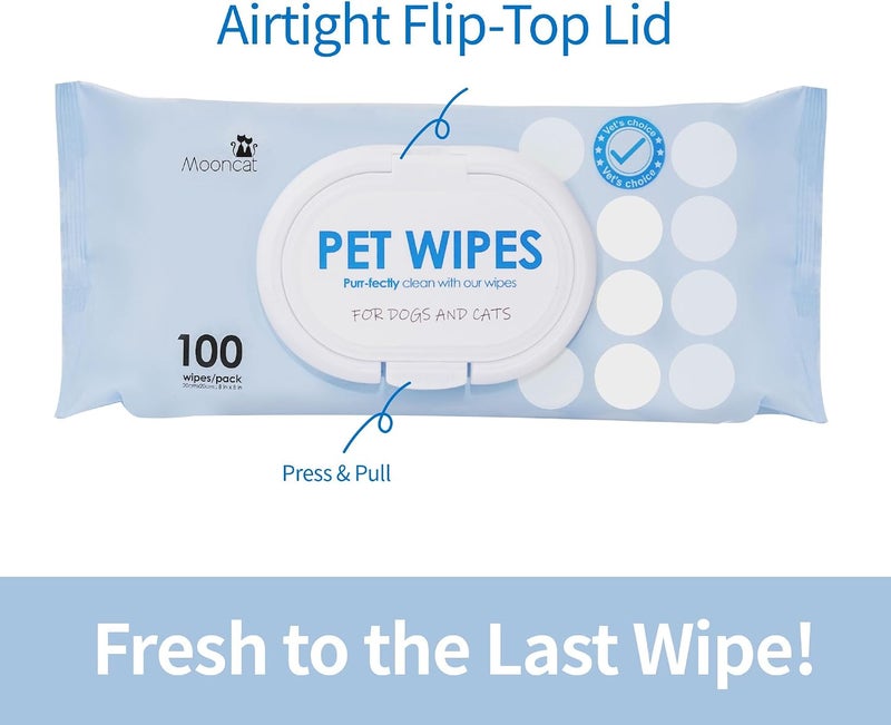 Mooncat Pet Wipes | Unscented & Hypoallergenic Dog Wipes with Flip-Top Lid to Lock in Moisture | Plant-Based Grooming Wipes for Sensitive Paws, Face & Body | Safe for Cats & Dogs (100 Count) - Image 5