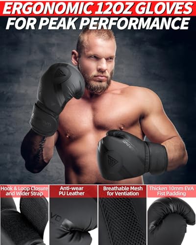 ASBRAVO Punching Bag for Adults, 4ft PU Heavy Boxing Bag Set 12OZ Gloves for MMA Muay Thai Kickboxing Training Home Gym, Martial Art (Unfilled)-Red - Image 5