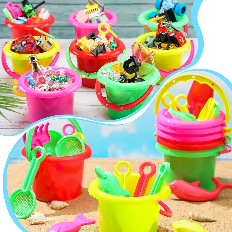 Jexine 96pcs Beach Party Favors for Kid 24 Set Sand Buckets and Shovels for Bucket Party Favor Sand Box Play Set and Mini Beach Pail Includes Shovel Rake Scoop Summer Outdoor Toys for Toddlers - Image 2