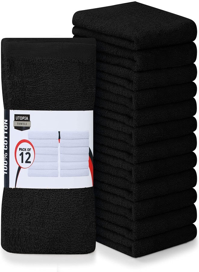 Utopia Towels Kitchen Bar Mops Towels, Pack of 12 Towels - 16 x 19 Inches, 100% Cotton Super Absorbent Black Bar Towels, Multi-Purpose Cleaning Towels for Home and Kitchen Bars - Image 1