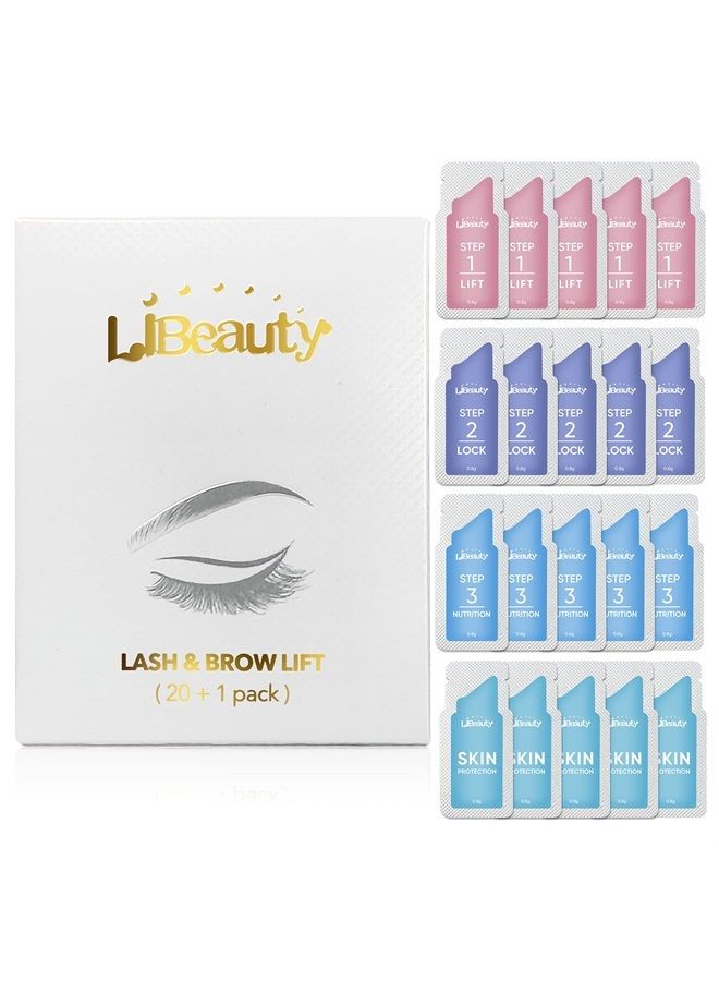 Libeauty مجموعة تثبيت الحواجب مجموعة رفع الرموش تدوم 8 أسابيع عبوة قابلة للاستخدام مرة واحدة نسخة مطورة لوشن و سائل تجعيد و تمويج مجموعة تصفيف الشعر في المنزل - Image 1