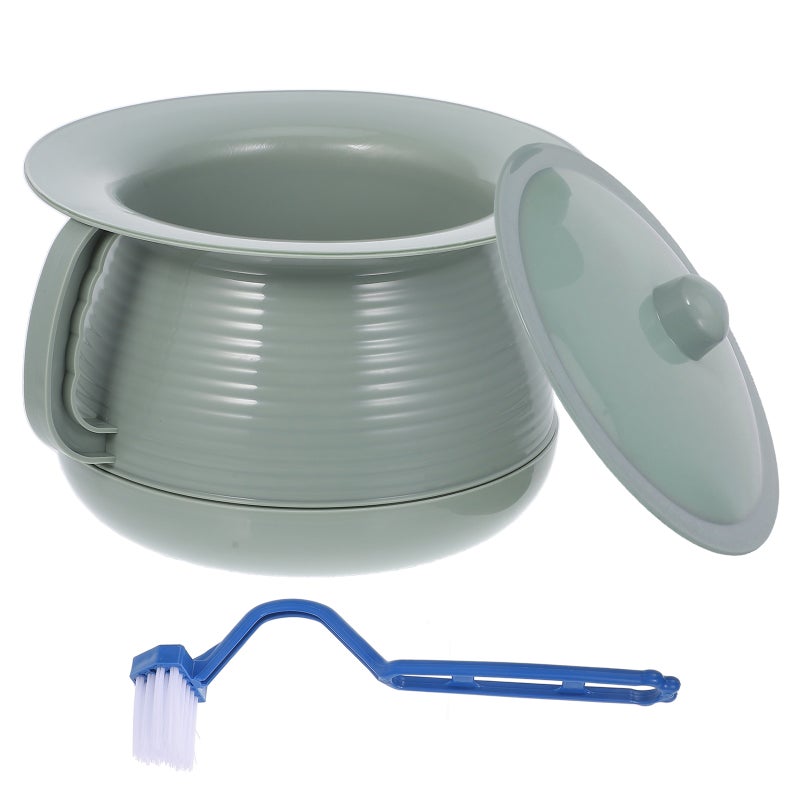 2 Sets of Chamber Pot Toilet Bedroom Urine Pot Spittoon Urine Bucket Potty Urinal Bottle Chamber Pot with Lid and Handle Spittoon Chamber Bucket with Brush - Image 5