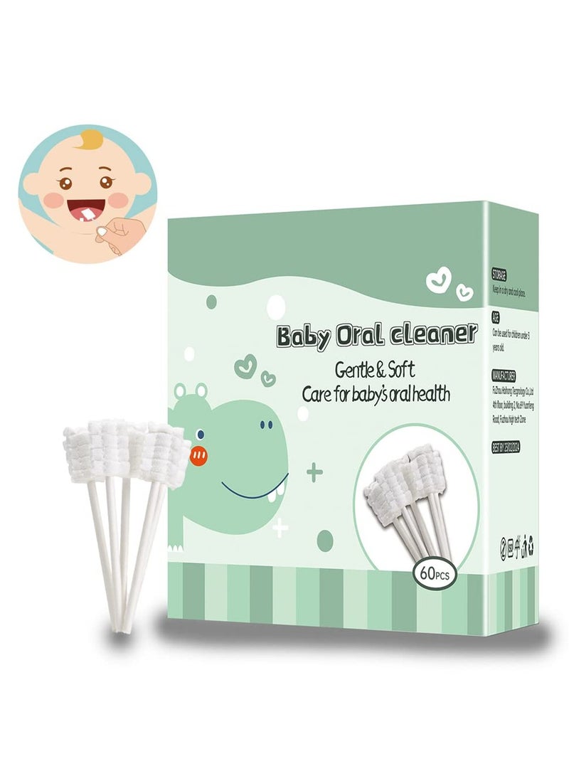 مومو بير مامو بير منظف لسان الاطفال، فرشاة اسنان للاطفال، منظف لثة مطور مع مقبض ورقي للاطفال، فرشاة اسنان ناعمة من الشاش الناعم، عصا تنظيف الفم لحديثي الولادة، العناية بالأسنان للاطفال من عمر 0-36 شهر [60 - Image 1