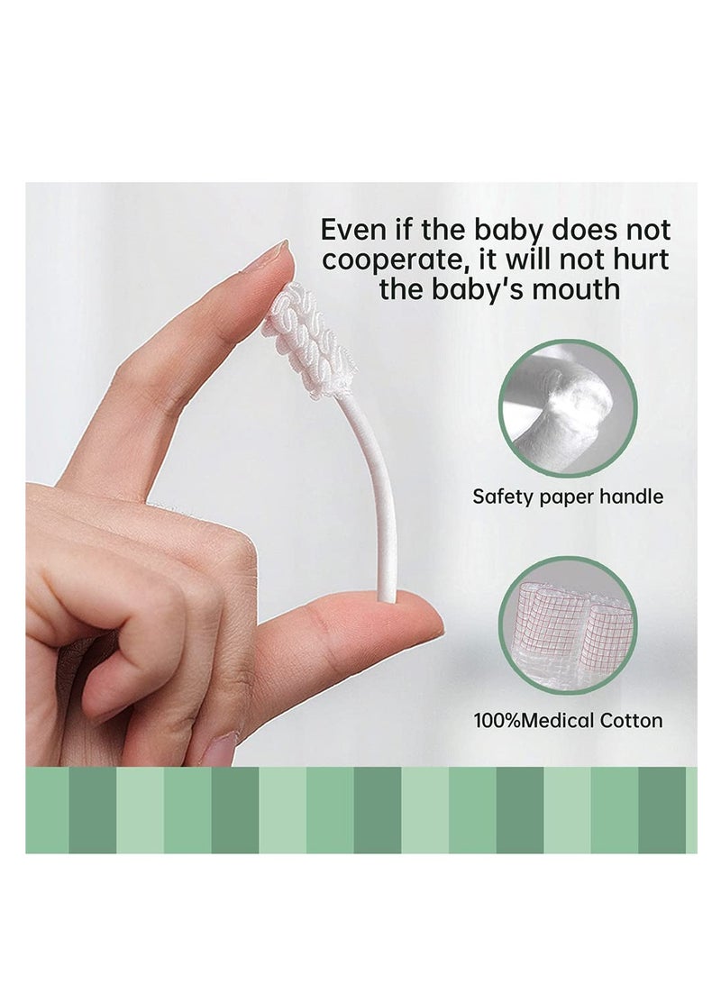 مومو بير مامو بير منظف لسان الاطفال، فرشاة اسنان للاطفال، منظف لثة مطور مع مقبض ورقي للاطفال، فرشاة اسنان ناعمة من الشاش الناعم، عصا تنظيف الفم لحديثي الولادة، العناية بالأسنان للاطفال من عمر 0-36 شهر [60 - Image 5