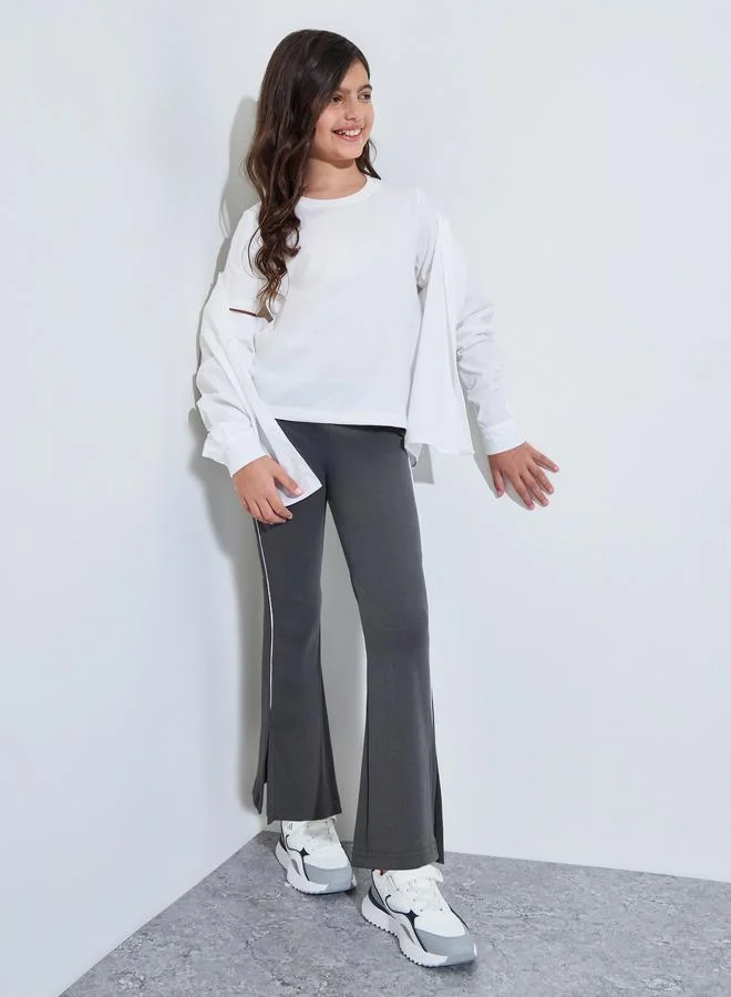 ستايلي Teen Girls Ribbed Leggings with Side Slit