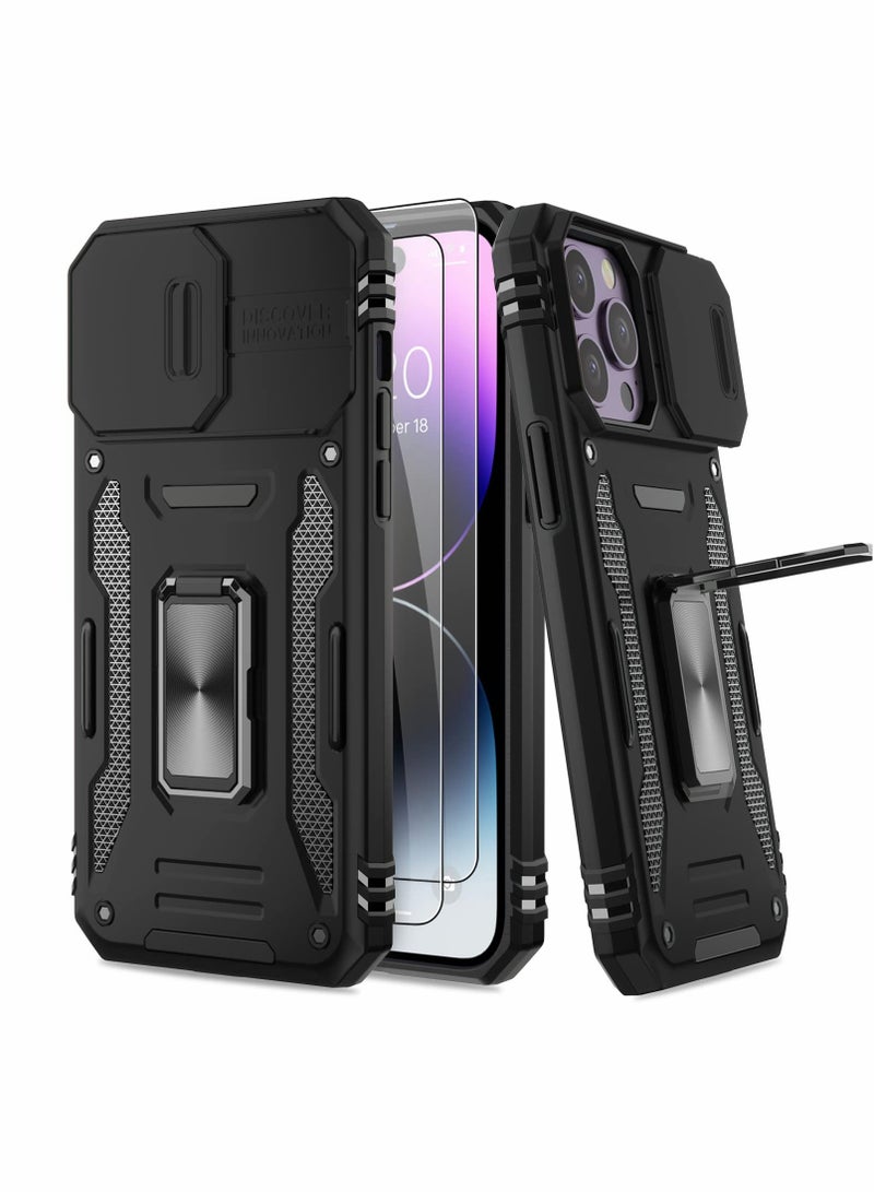 Excefore Case for iPhone 14 Pro Max Case with Camera Cover, Cover with Screen Protector Heavy Dut Protective Phone Case with Kickstand for Apple iPhone 14 Pro Max - Image 1