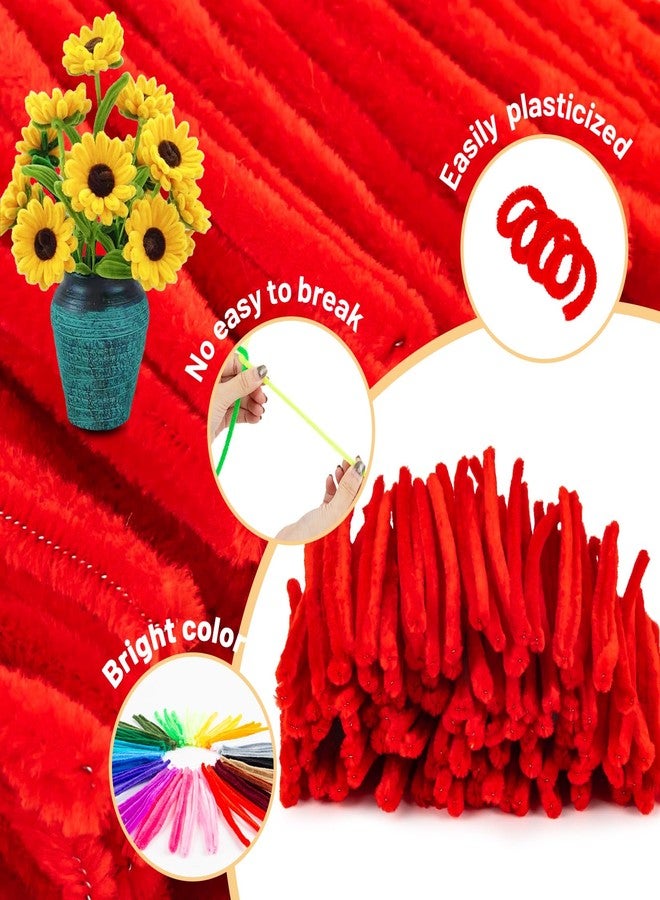 RAINFLOW Pipe Cleaners Craft Supplies - 200 PCS Chenille Stems Fuzzy Craft Wire for Handicrafts Twisting Stick DIY for Craft Bouquets Animals Halloween Christmas Easter Birthday (Red) - Image 4