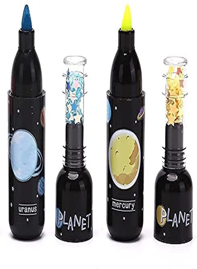 SAMVARDHAN Space Theme Bottle Shape Highlighters | Set Of 6 | Fine Grip Marker Pen | Ideal For Office Stationery & Kids - Image 2