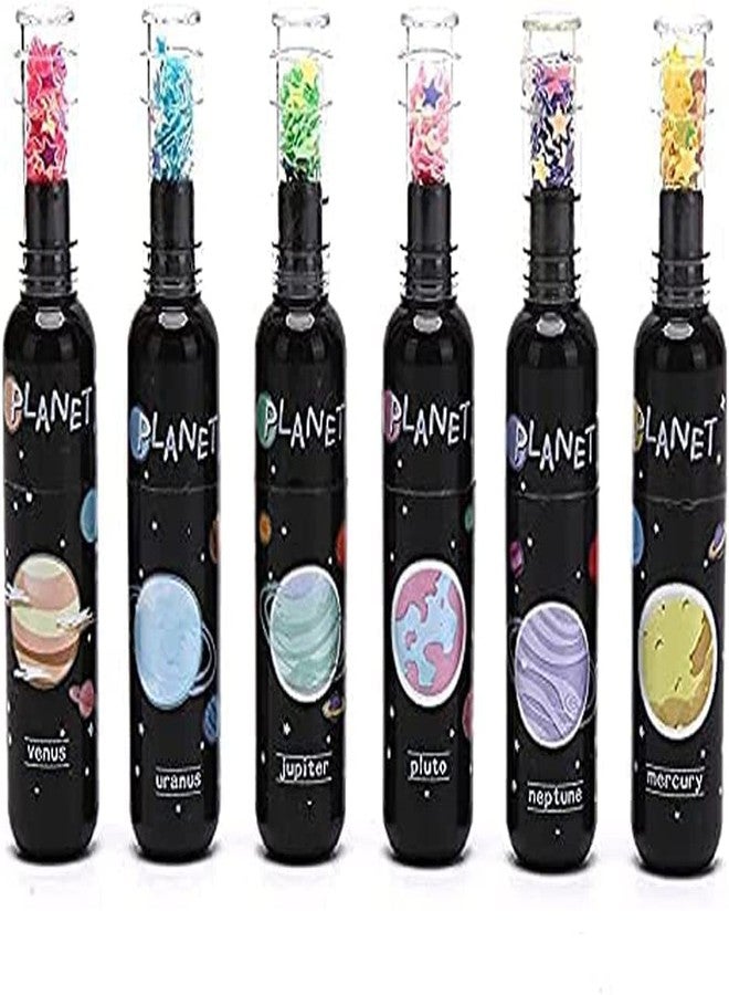 SAMVARDHAN Space Theme Bottle Shape Highlighters | Set Of 6 | Fine Grip Marker Pen | Ideal For Office Stationery & Kids - Image 1