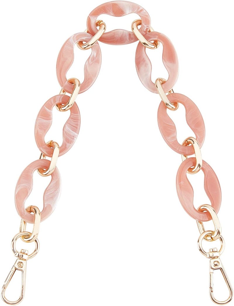 comfrt Chunky Acrylic Purse Handle, 14.7 Inch Short Resin Bag Chain Handbag Chain Strap Replacement Summer Bag Shoulder Strap Decoration Chain DIY Bag Making Accessory for Clutch Crossbody Bag(Pink) - Image 1
