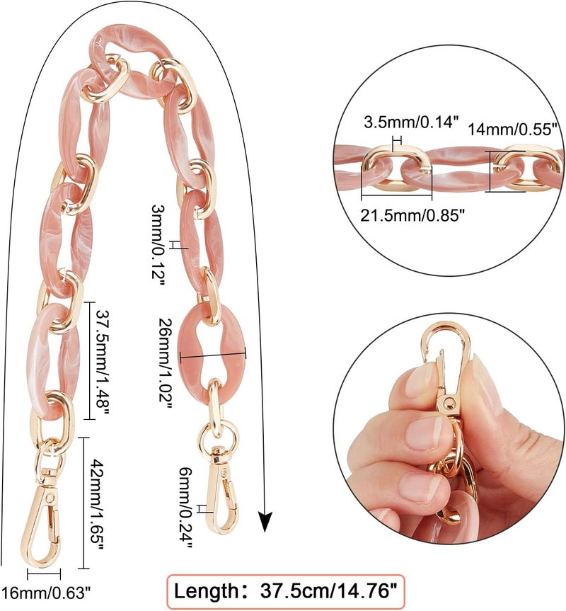 comfrt Chunky Acrylic Purse Handle, 14.7 Inch Short Resin Bag Chain Handbag Chain Strap Replacement Summer Bag Shoulder Strap Decoration Chain DIY Bag Making Accessory for Clutch Crossbody Bag(Pink) - Image 2